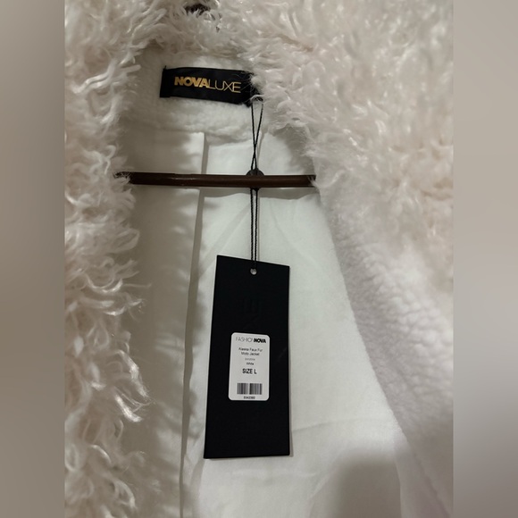 NWT Fashion Nova Cream Teddy Jacket fluffy mob wife attire stylish - Picture 5 of 7
